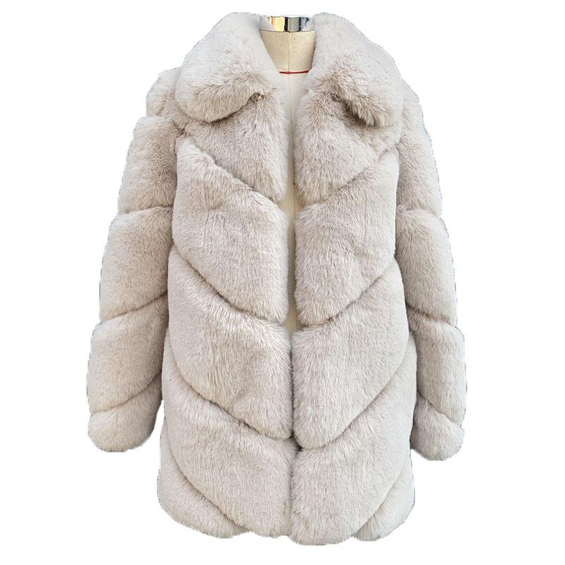 Autumn and winter new coat women's medium and long imitation rabbit warm coat