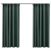 Blackout Curtains with Hooks Linen Look 2 Pcs Green 140 X 175 Cm