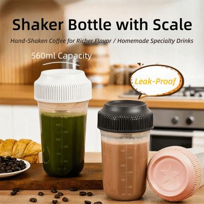 Mit Skala Shaker Flasche Kunststoff Kaffee Mischflasche Multifunktionsbecher Smoothies