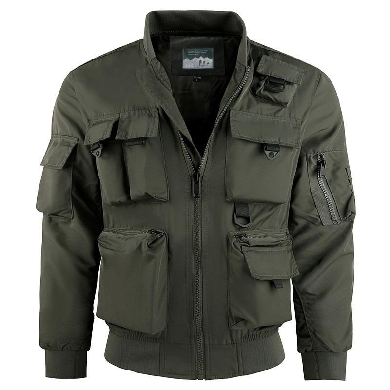 

Bomber Jacket Men s Baseball Uniform Functional Multi-pocket Jacket Jacket Tooling Top 6XL зелений