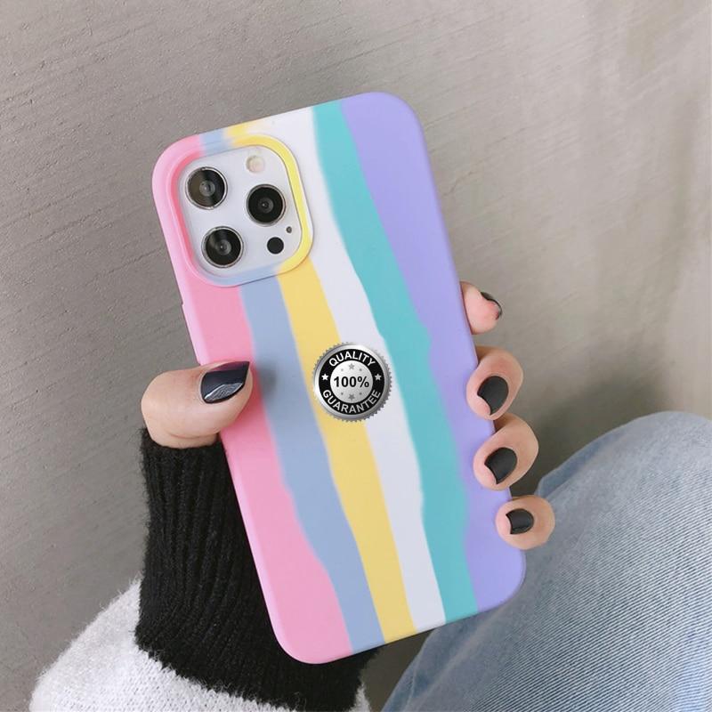 Pouzdro na telefon Rainbow Stripe pro Apple iPhone 14 13 12 Pro Max 11 6s 7 8 Plus XS MAX XR Mini 12pro silikonový kryt