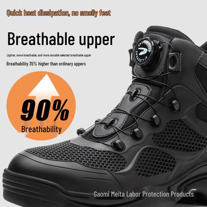 Cross-Border Steel Toe Work Boots: Anti-Smash, Anti-Puncture, High-Top Ankle Support for Men's Comfort and Durability.