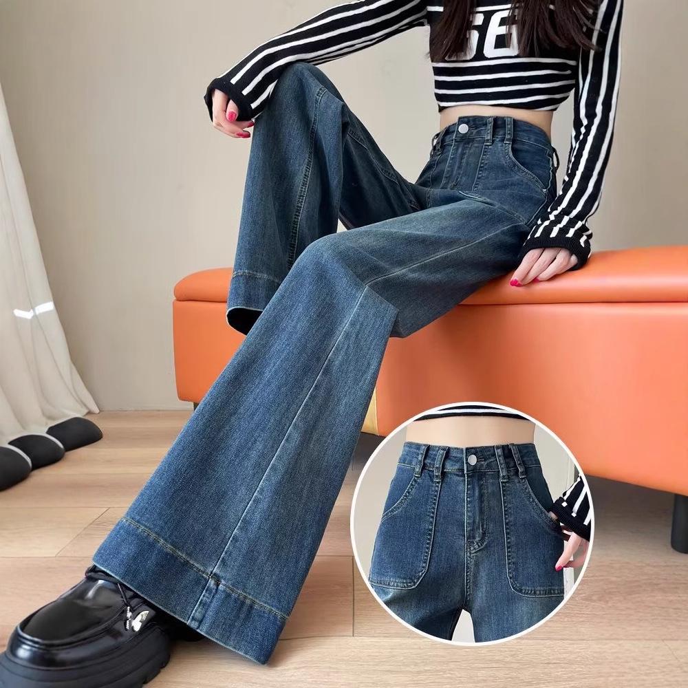 Women's High-Waist Slimming Retro Blue Flared Jeans - Spring/Autumn 2026 Edition