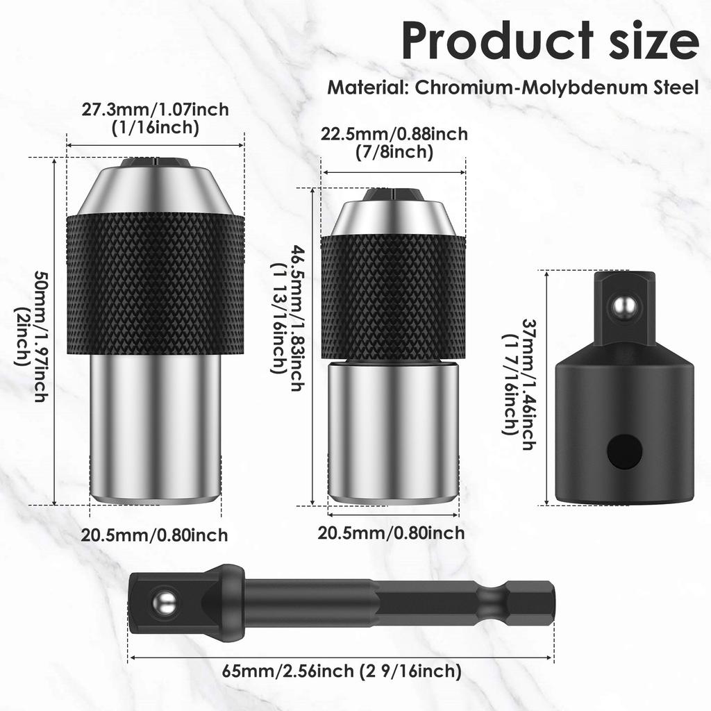 Adjustable Screw Tap Socket 3/8” Square Drive Adjustable Jaws Extractor Tool Socket Adapter Taps Reamer Screw Extractor