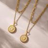 Stainless Steel Sun Heart Pendant Necklace Gold Plated Ladies Choker Jewelry  Wedding