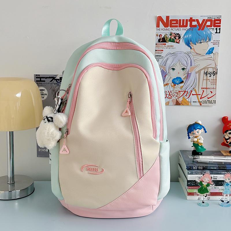 Schoolbag1011 New Simple Casual Trend Backpack Junior High School Student School Bag Female Class Large Capacity Backpack