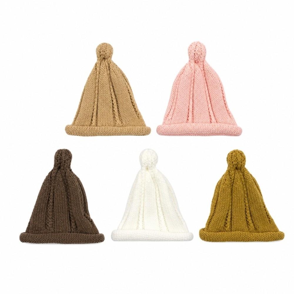 Solid Color Baby Winter Cap Pointed Top Kids Pullover Hats Soft Warm Knitted Hat Winter