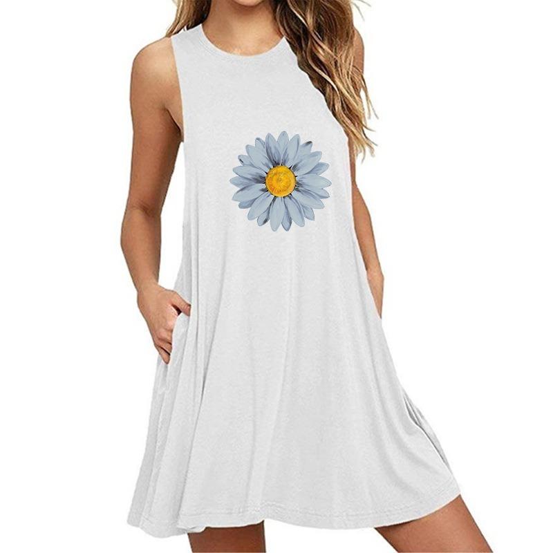 QICED Fashion Summer Spring Sleeveless  V-Neck Casual Dresses