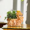 Dog Figurine Desktop Ornament Flower Pot Resin Cute Creative Decorative Statue Plant for Bedroom