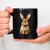 Keramik-Kaffeetasse schwarzes Kaninchen Tierprint ist geeignet für Zuhause, Büro und als Geschenk