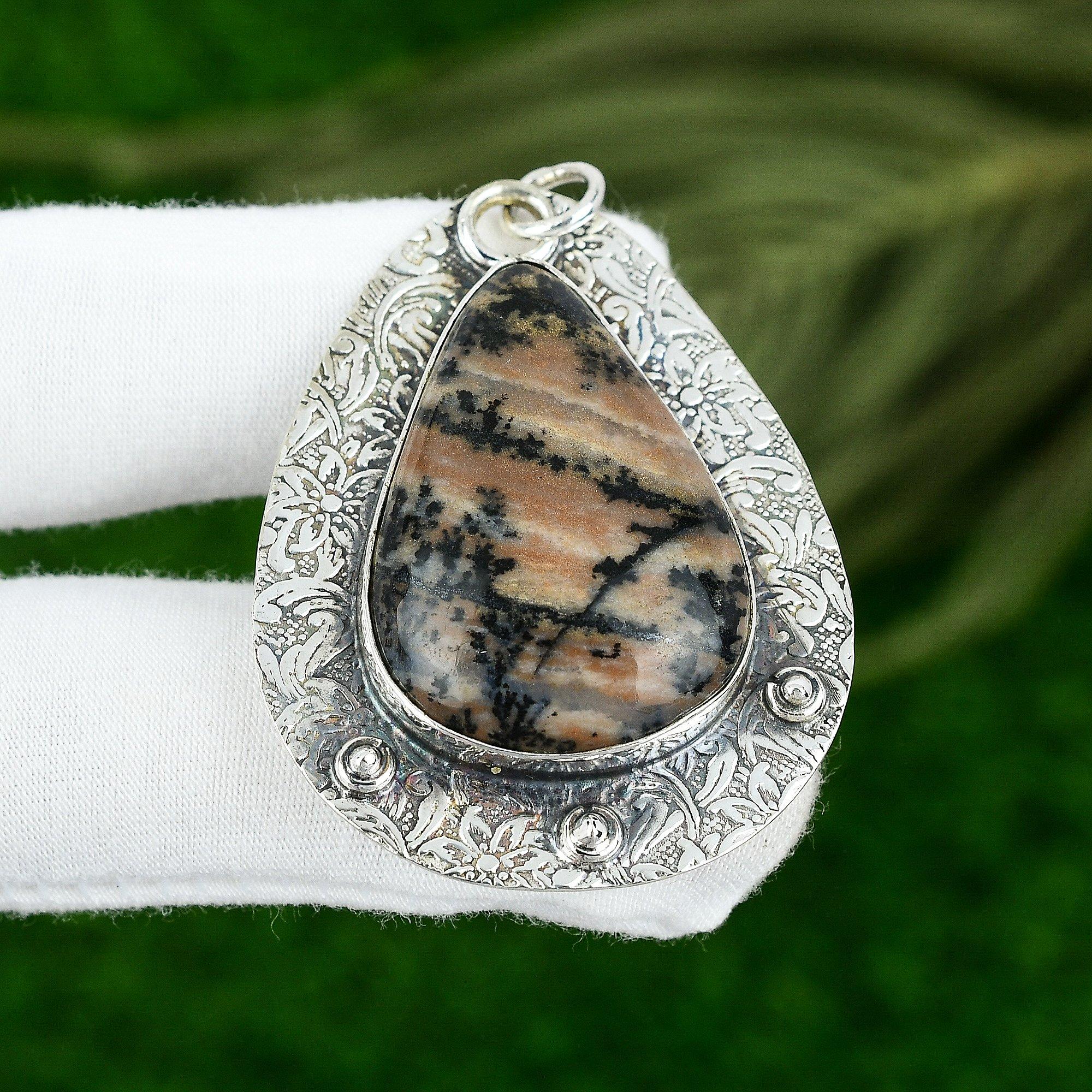 

Honey Dendrite Opal Gemstone Sterling Silver Bezel Mother Ethnic Pendant Jewelry