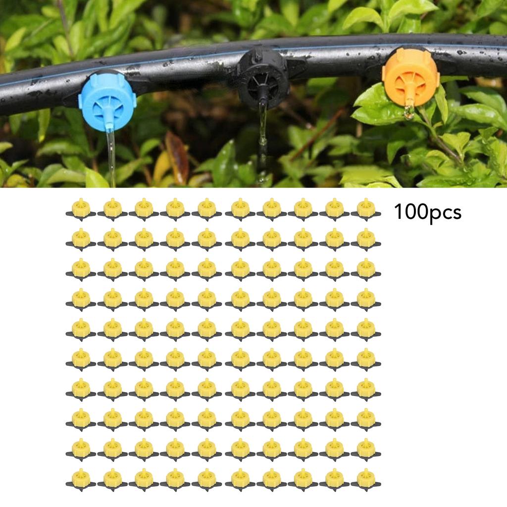 100pcs Drip Emitter 4mm Pressure Compensation Uniform Flowing PP Irrigation Watering Dripper Emitter for Large Terrain