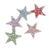 5pcs Silver Rhinestone Star Iron On Patches Pentagram Shape Patches  For Clothes Decoration