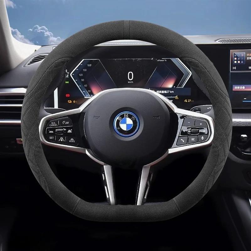 kfwhl7 Suede Leather Car Steering Wheel Cover for BMW 1 3 4 5 Series i5 i4 Z4 X3 M5 M4 M440i M3 M2 M135 2025 Auto Accessories