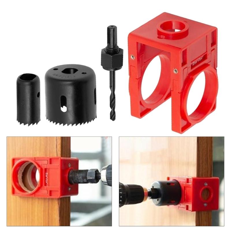 Professional 2-3/8" To 1-3/4" Wood Door Lock Fitting Kit With Hole Cutter And Adjustable Templates For Easy Installation