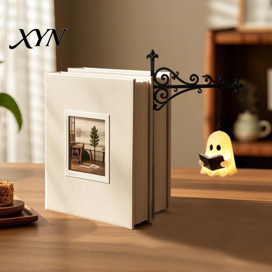 Buchstütze Lampe Dekoration Geist Bücherregal Nachtlicht, Leseleuchte mit Schiebeschiebeplatte, Heimdeko Licht Vintage Eisen Gemütlich Warm für