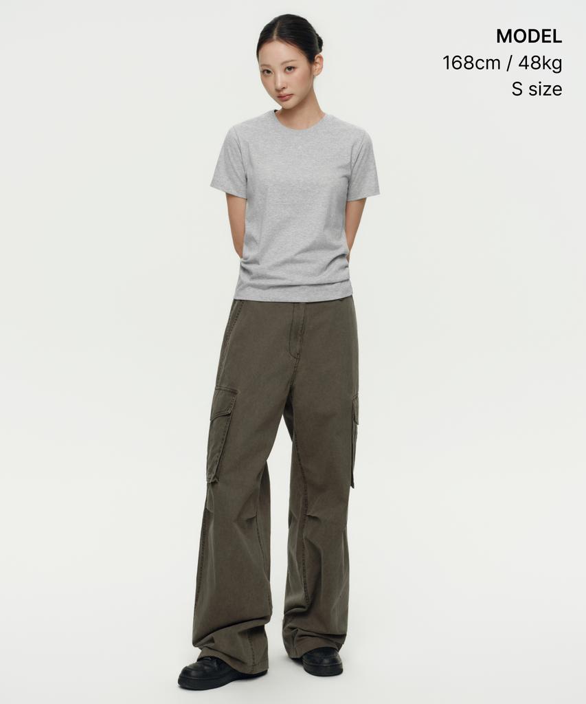MUSINSA STANDARD WOMAN [Cooltandard] Women'S Basic Crew Neck T-Shirt [Medium Grey]