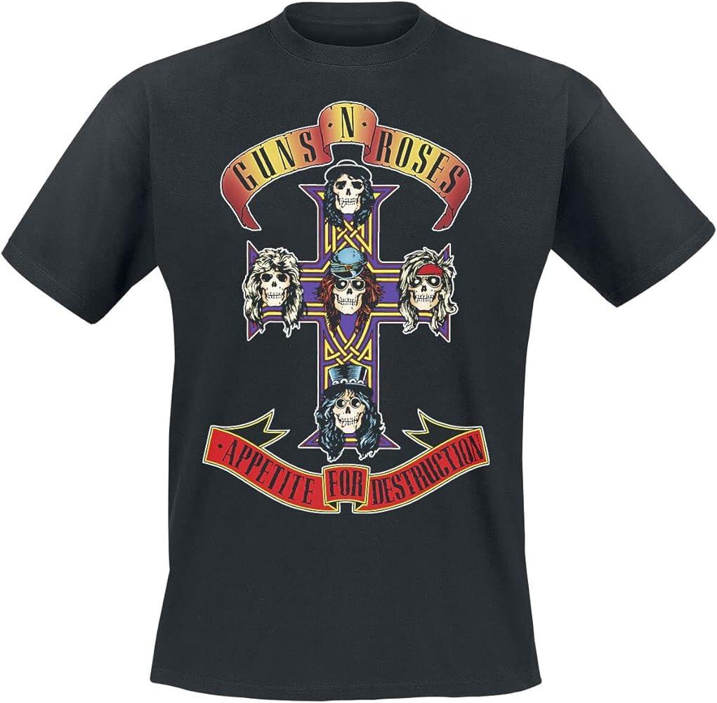 

26 Guns n Roses Appetite For Destruction T Shirt Mens Rock Music Classic Band Black Unisex T-Shirt XXL