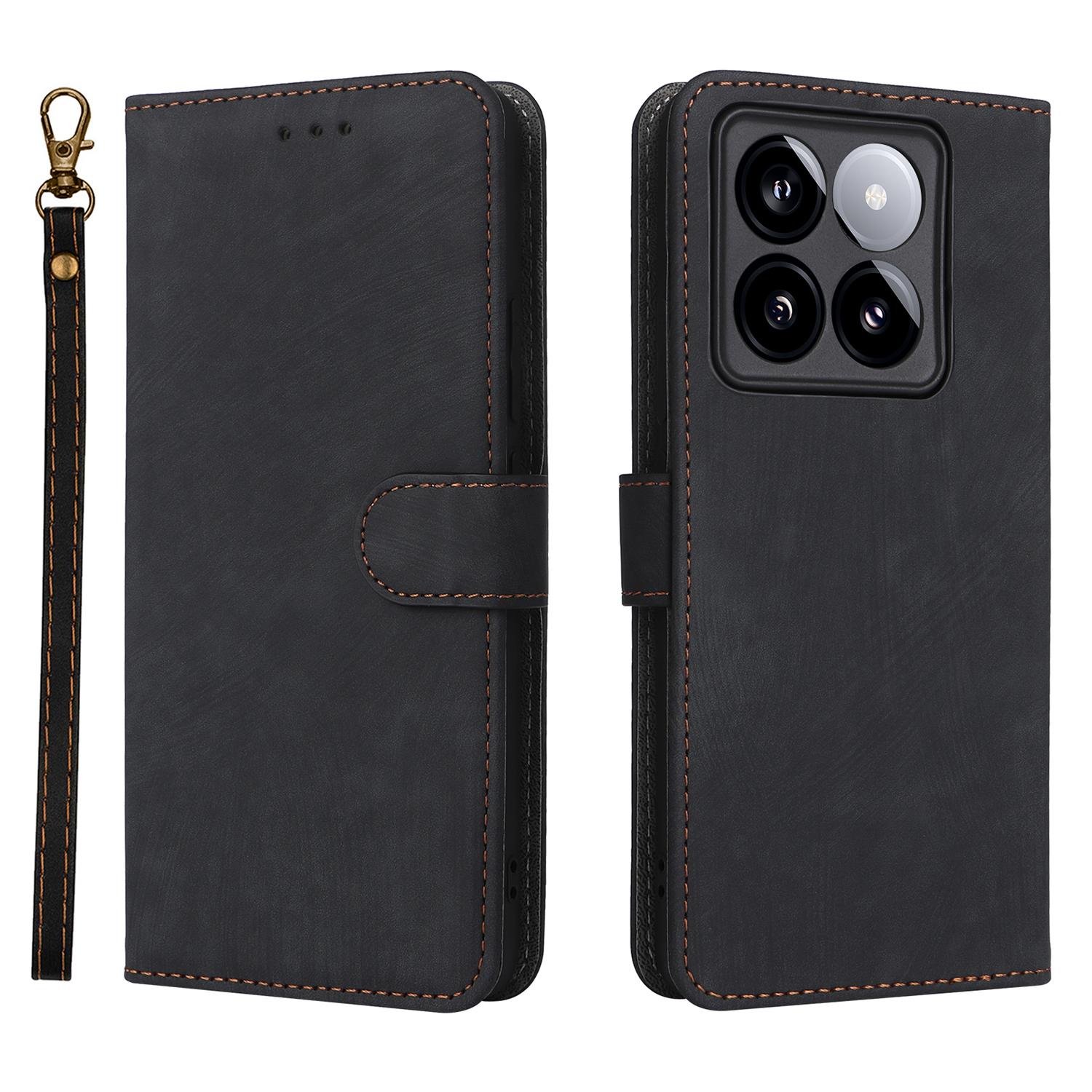 

Для Xiaomi 14T Pro Чехол-кошелек с RFID-блокировкой, обложка из ПУ кожи, подставка для просмотра Black