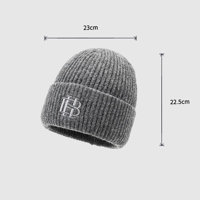 Autumn Winter Men's Hat Knitted Velvet Warm Cap Outdoor Young and Middle-Aged Wind-Proof Cap