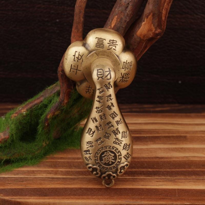 Brass Everything Goes Well Rotatable Ornament Red Oil Hundred Blessings Hand Piece Decorative Craft