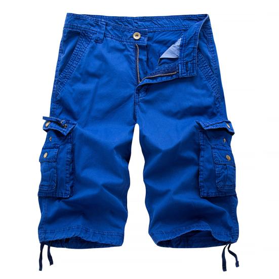 Casual Men's Solid Color Summer Multi-Pockets?Cargo Shorts Loose Fifth Pants