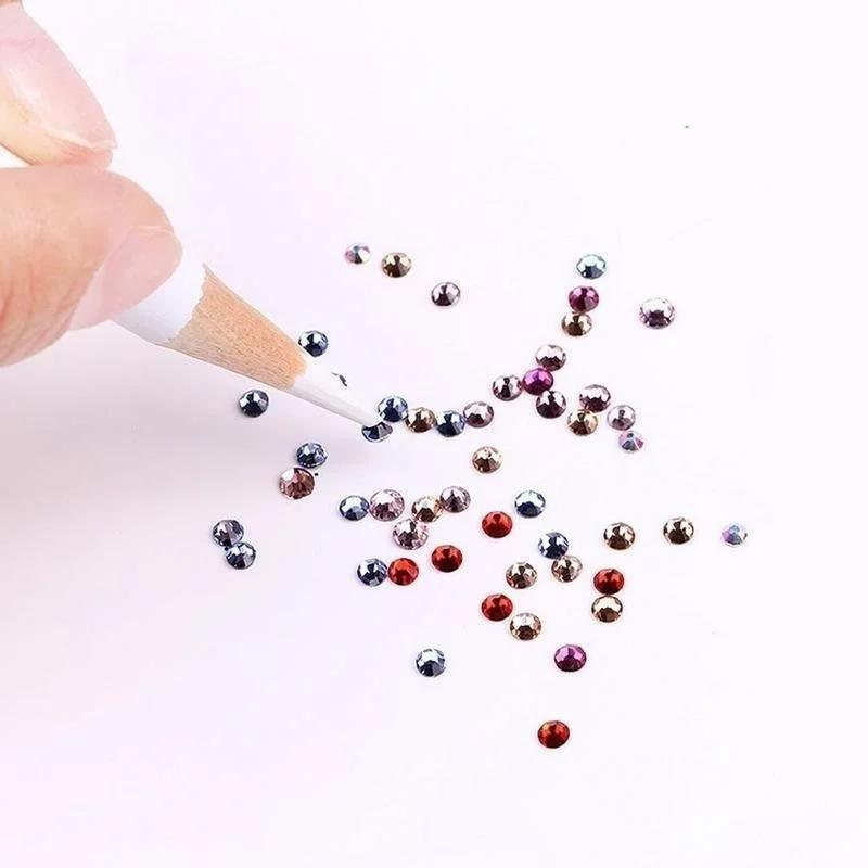 1Pc  Nail Art Rhinestones Gems Pick Up Wax Pencil Sequins Beads Diamond Crystal Dotting Self-adhesive Picker Pen