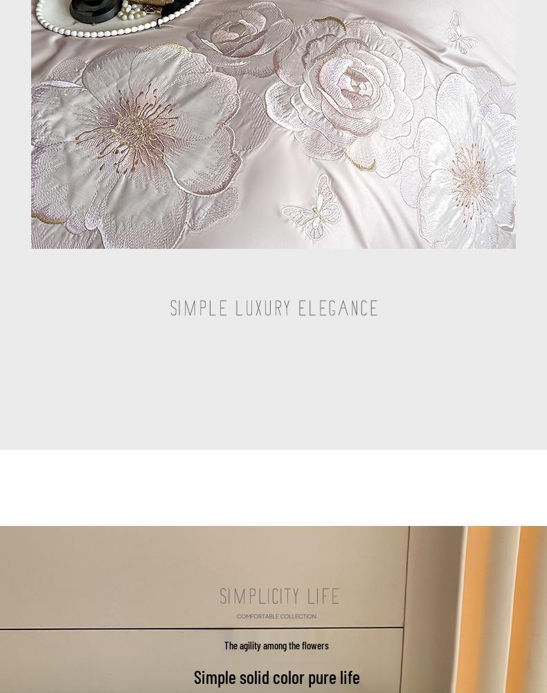 Crystal Home Textiles Luxury Embroidered 4-Piece Cotton Bedding Set - Duvet Cover & Bed Sheet Gift