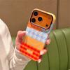 Korean Plaid Pattern Stripes Magnetic Phone Case For iPhone 17 Pro 16 15 14 Pro Max Cover with Cute Button Stand Hard Cases Fund