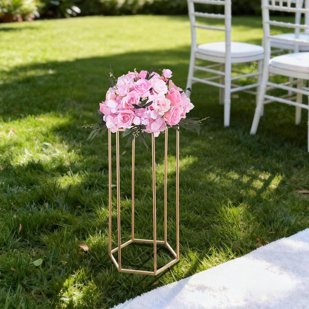 Wedding Flower Stand, 10PCS 60cm Column Flower Stand, Floral Stands with Acrylic Laminate, Hexagonal Cubic Floral Display Rack for Wedding, Party,