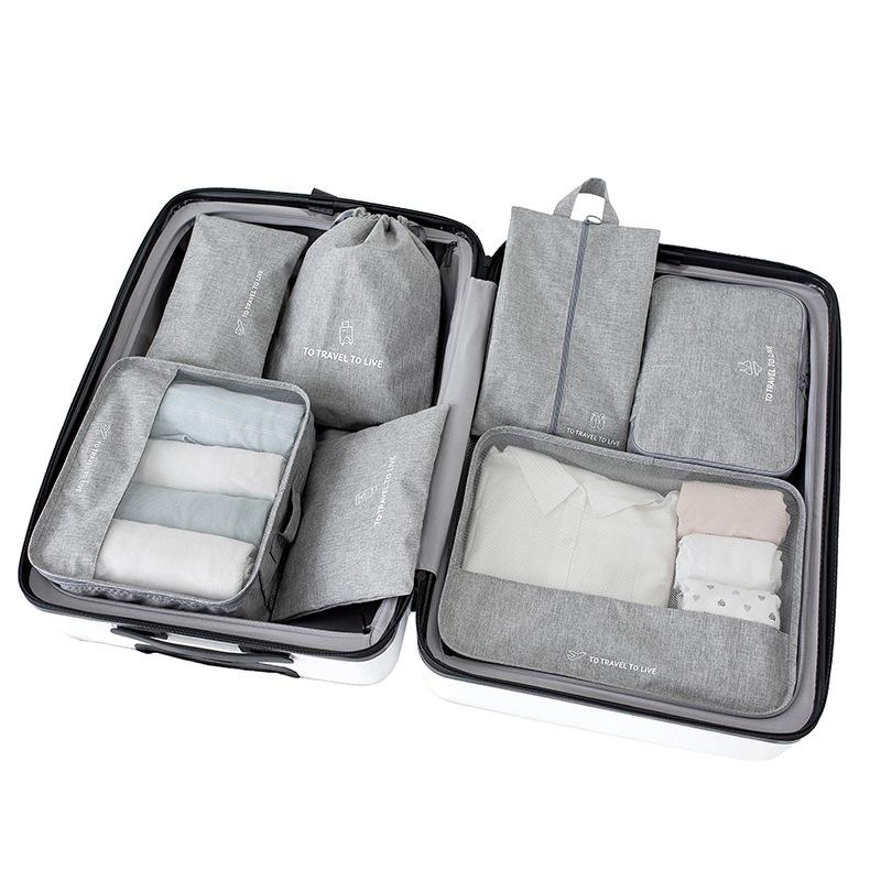 7 Pieces Set Travel Bag Organizer Clothes Storage Suitcase Kit Underwear Socks Shoes Storge Bag Luggage Sets Travel Accessories