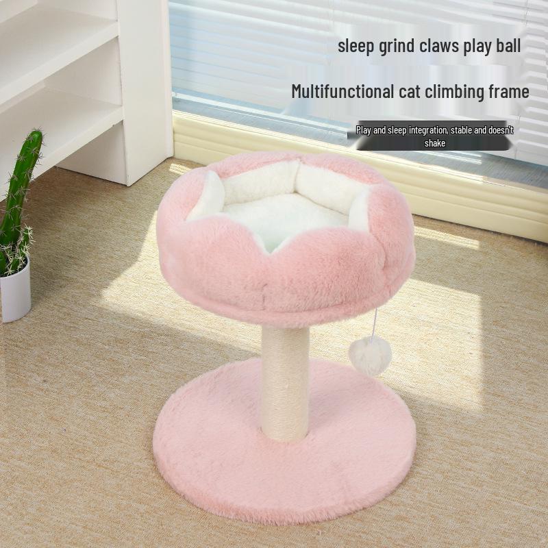 Space-Saving Multi-Function Cat Tree: Bed, Climbing Frame & Sisal Toy Platform