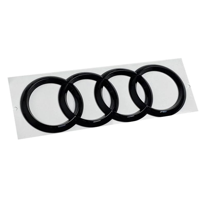 For Q2 4Ring Logo ABS Black Car Hood Front Grill Emblem Rear Trunk Badge A4 Quattro Sline 40TFSI Emblem Car Accessories