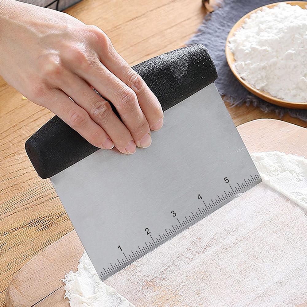 Deigskrape i rustfritt stål Brødhakker med skala Konditorspatel Pizzaskrape Bakeverktøy Fondantkakedekorasjonsverktøy