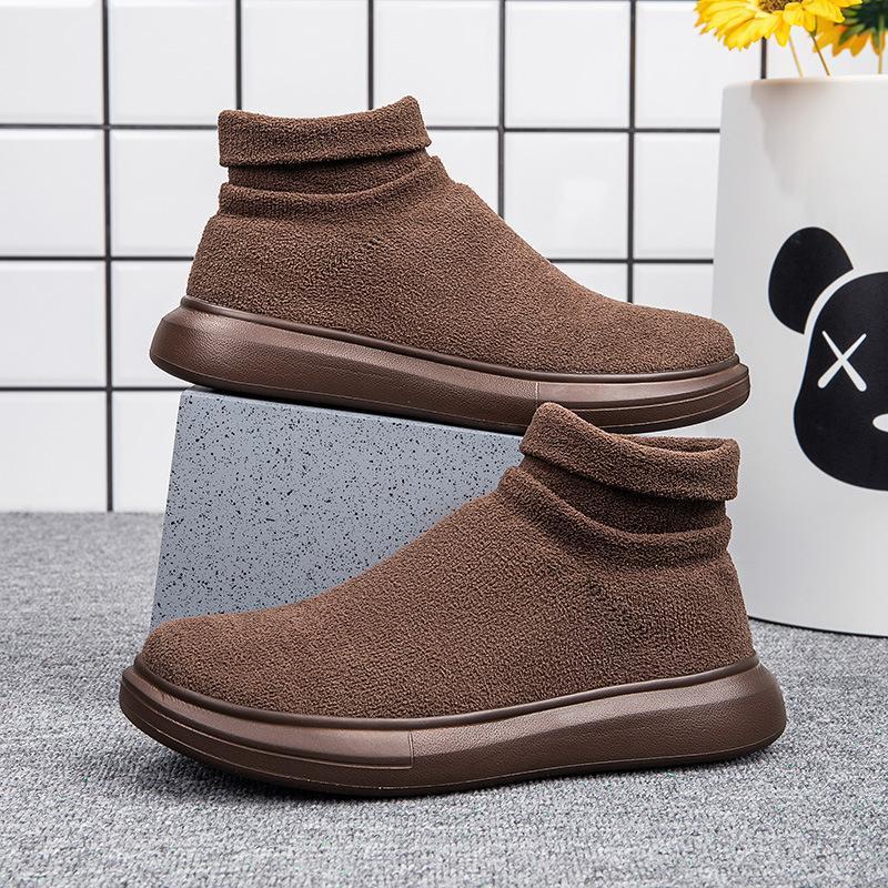 

2024 Jinjiang новые легкие нескользящие повседневные туфли из хлопчатобумажной ткани, теплые женские туфли с высоким берцем, туфли на платформе для мужчин 45