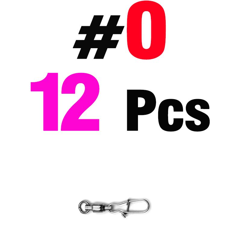 MNFT 12Pcs Stainless Steel Snap Swivel Fishing Accessories Solid Ring Terminal Tackles Connector Rig 0 # -8 # Optional