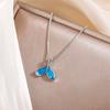 Mermaid Fashion 925 Silver Jewelry Blue Fish Tail Pendant Necklaces