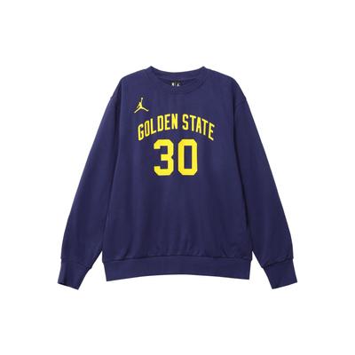Jordan NBA Golden State Warriors Stephen Curry Fleece Locker geschnittenes Sweatshirt Blau/Gelb Herren Streetwear DN9821-421