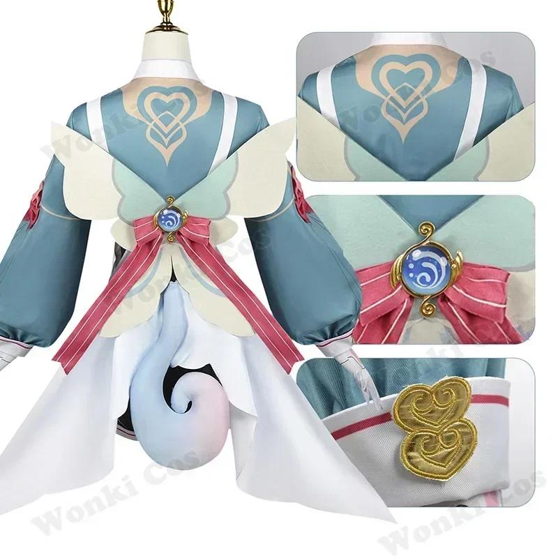 Sigewinne Cosplay Costume Wig Game Impact Sigewinne Pony Tail Hair Loli Girl Kids Party Costumes Role Play Outfits