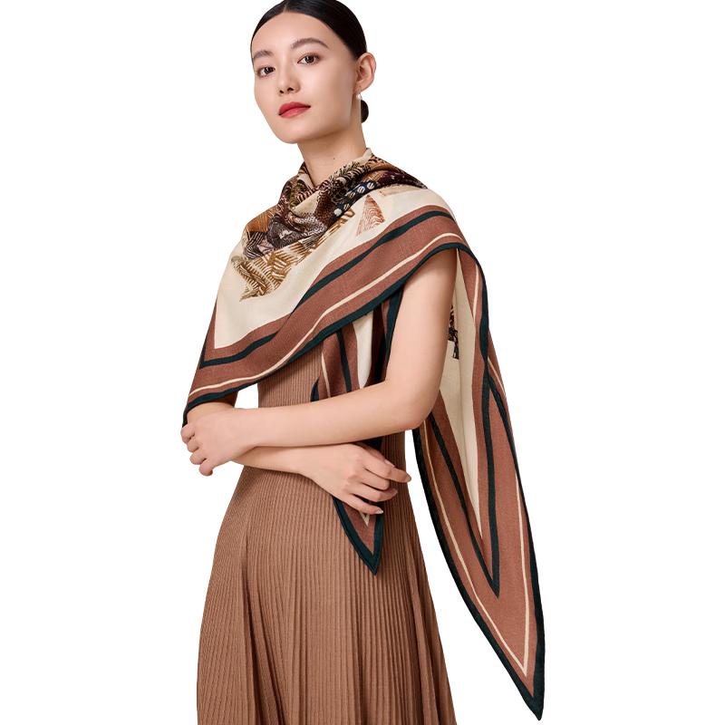 

Shanghai Story Women s Geometric Puzzle Wool Blend Triangle Scarf 90*180cm