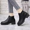 Fashion Fashion Women's Ankle Boot Zipper Low Chunky Heels Vintage Leather Shoes for Women Buckle Strap Round Toe Casual Short Boots 43
