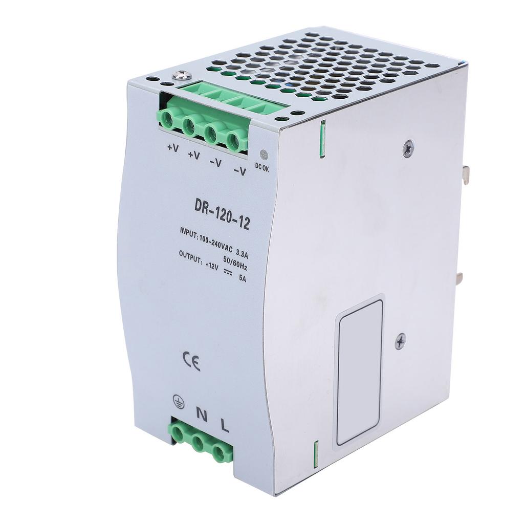 BERM DinRail Switching Power Supply 12V5A 120W Adapter DR12012 Input Voltage 100240VAC