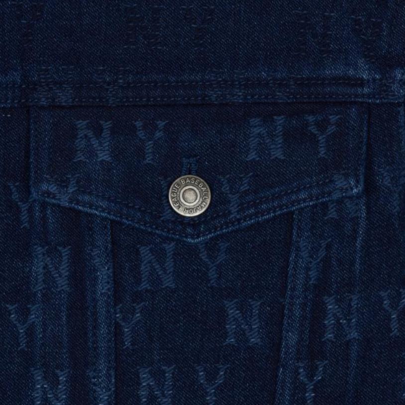 New MLB New York Yankees Denim Jacket Unisex Blue 3ADKM0644-50INS