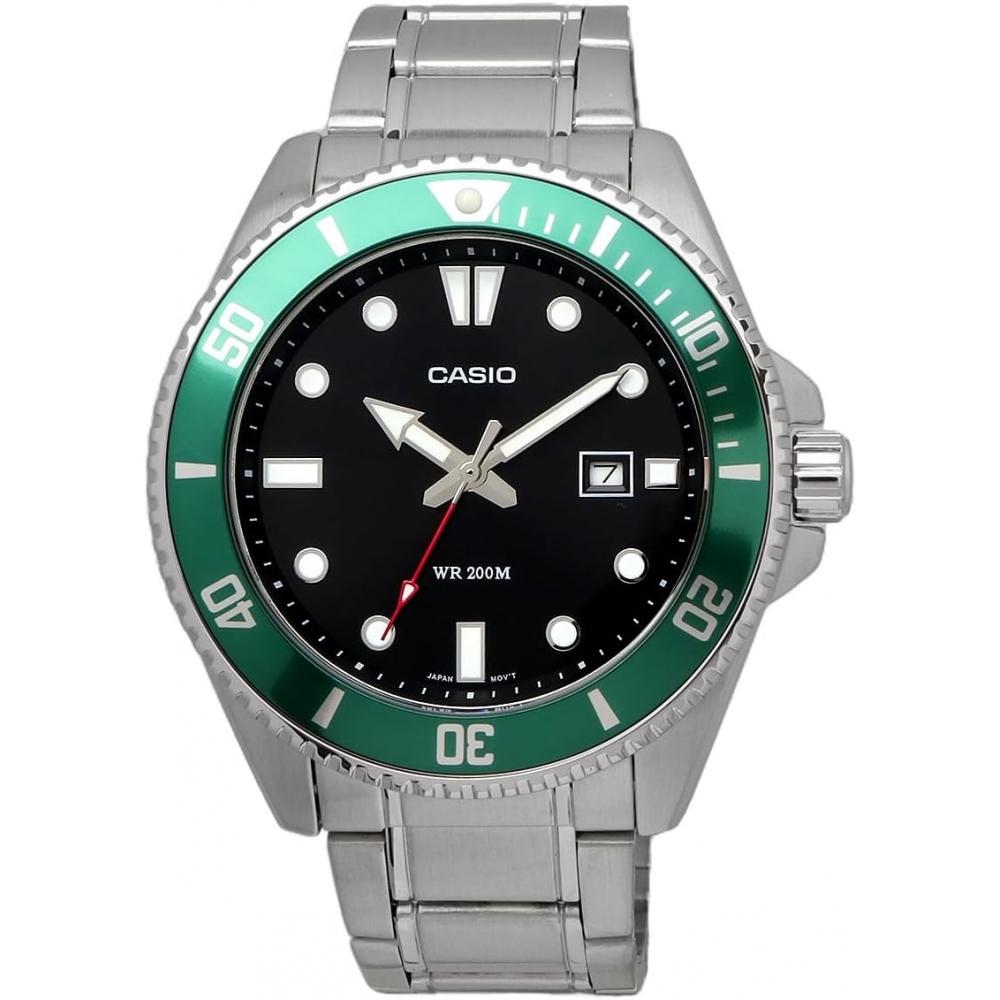 Casio Standard Analog Sports 20 Bar Waterproof Watch Mdv 107d 3av Green Bezel  
