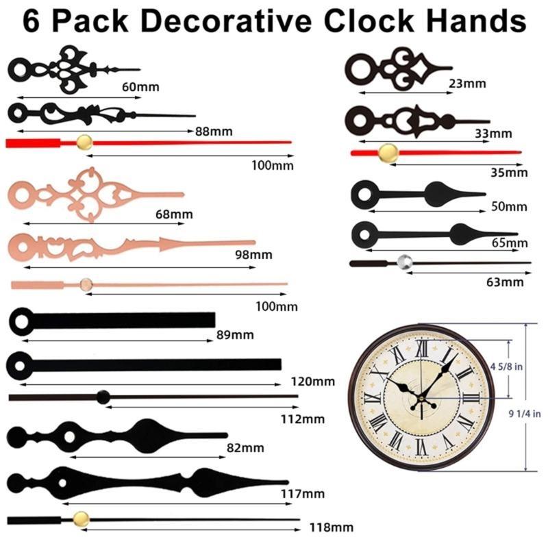 2 Pack Quartzs Pendulum Clock Movement with 6 Pair of Clock Hands for DIY Wall Clock Projects Wall Clock Replacement