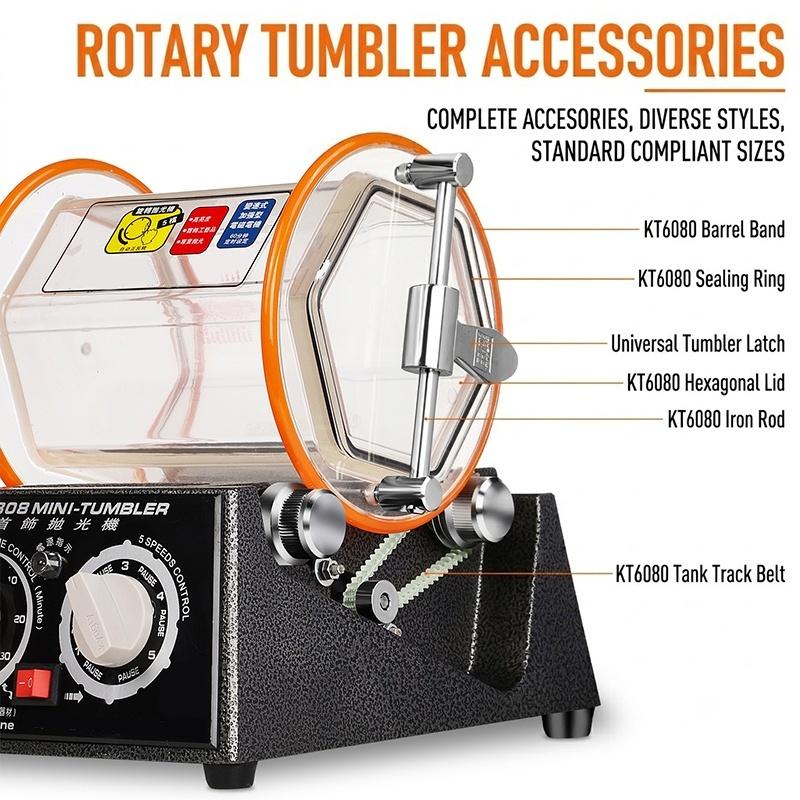 Rotary Tumbler Replacement Rubber Roller Belt Jewelry Polisher Seal Bucket Lid Kt6808 Finishing Machine Repair Accessory