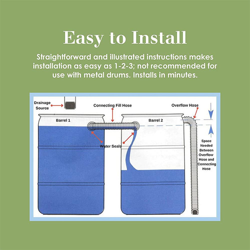 Rain Barrel Hose Connector Kit 2 Water Bucket Linking Kit Rain Barrel Diverter for Home Garden Outdoor Chores