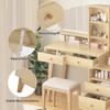 Dressing Table with Multi Drawers Big Mirror Wide Desktop Large Storage Space Smooth Surface Storing Wooden