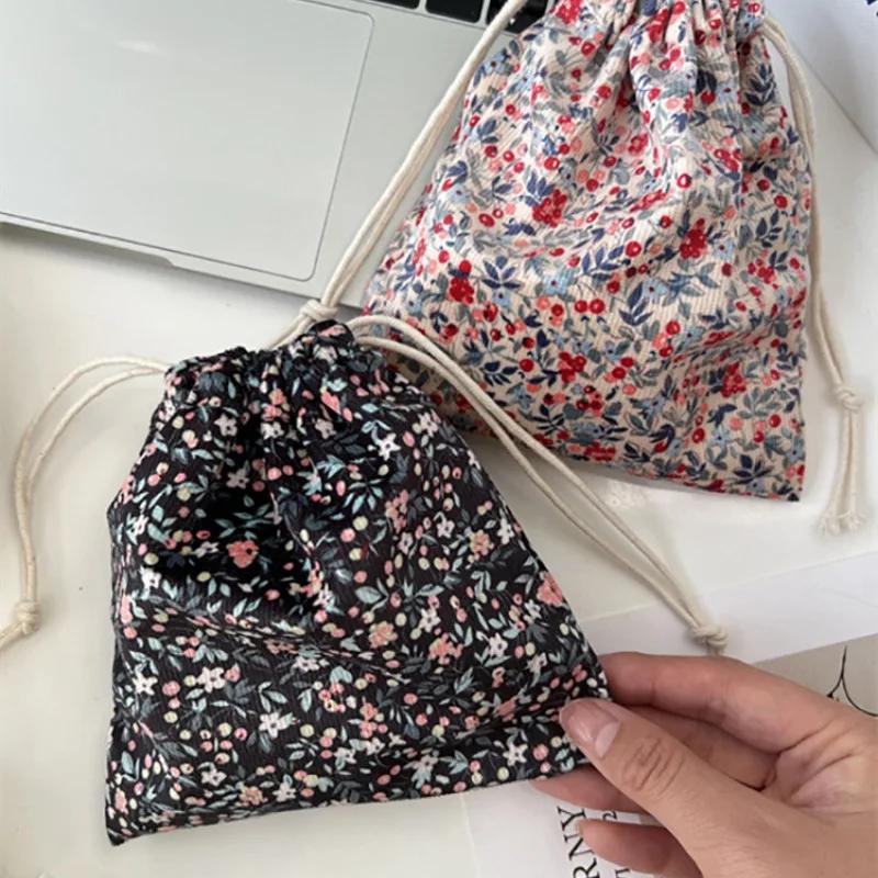 Cute Corduroy Small Lipstick Cosmetic Case Drawstring Storage Bag Women Jewelry Tote Packaging Pouch Bags Organizer bags