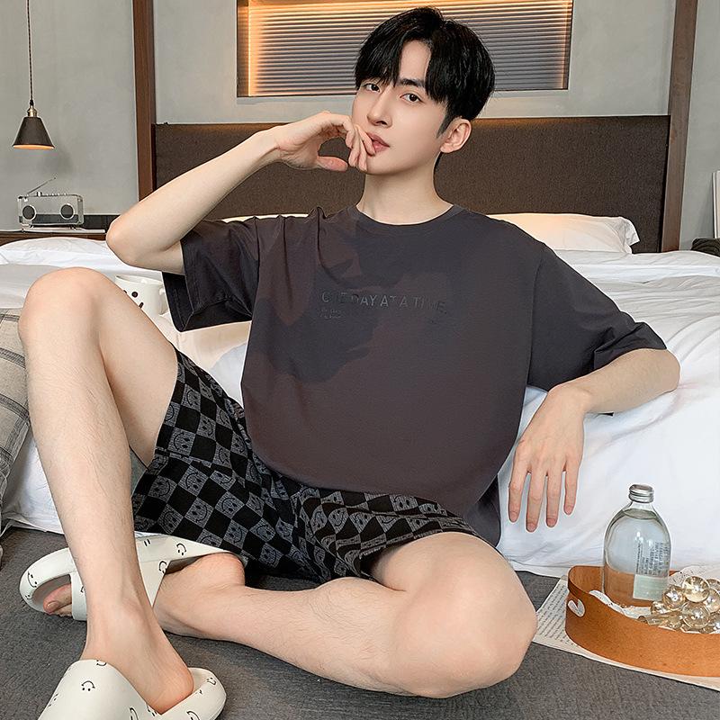 "2024 Men's Thin Cotton Short-Sleeve Pajama Set - Summer Style, Large Sizes Available"